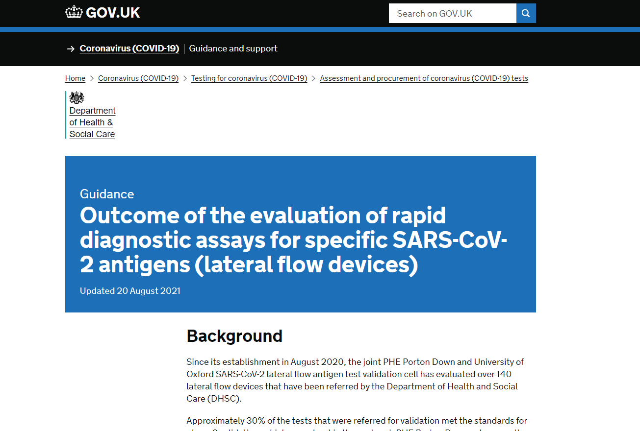 El kit de antígeno Goldsite COVID-19 SARS-Cov-2 aprobó la evaluación de la fase 3 del DHSC del Reino Unido
